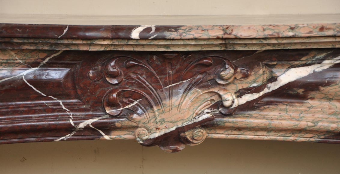 Antique Louis XV style fireplace made out of Campan Rubané marble Antique Louis XV style fireplace made out of Campan Rubané marble-1
