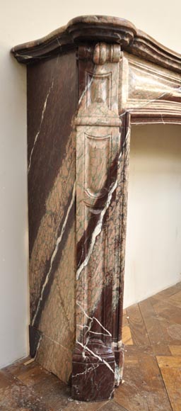 Antique Louis XV style fireplace made out of Campan Rubané marble Antique Louis XV style fireplace made out of Campan Rubané marble-2