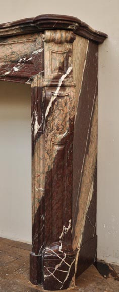 Antique Louis XV style fireplace made out of Campan Rubané marble Antique Louis XV style fireplace made out of Campan Rubané marble-6