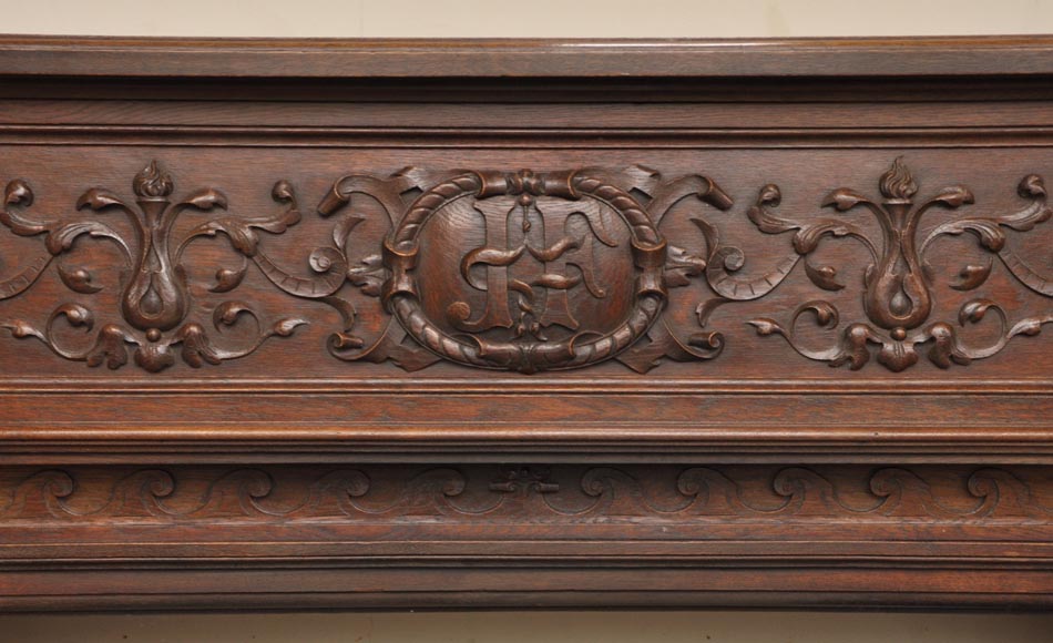 Antique Napoleon III style oak wood fireplace with Antique Napoleon III style oak wood fireplace with