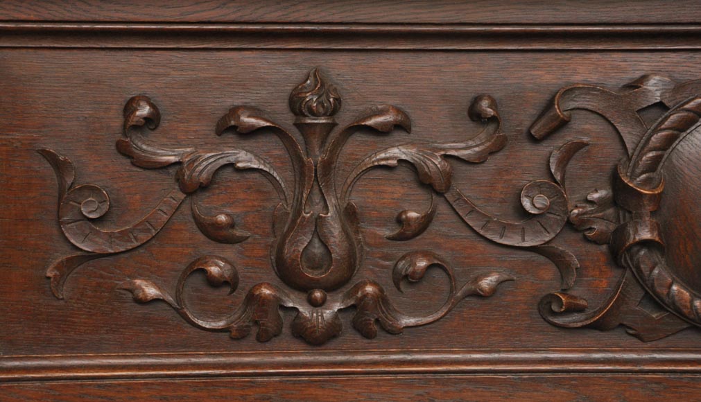 Antique Napoleon III style oak wood fireplace with Antique Napoleon III style oak wood fireplace with