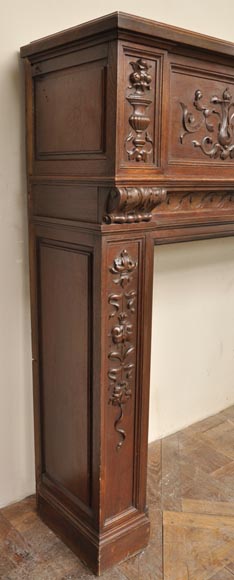Antique Napoleon III style oak wood fireplace with Antique Napoleon III style oak wood fireplace with