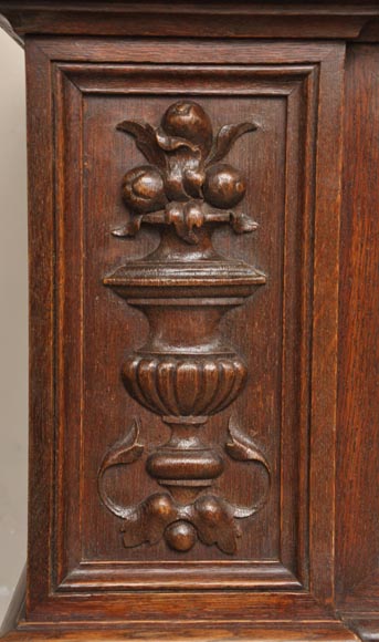 Antique Napoleon III style oak wood fireplace with Antique Napoleon III style oak wood fireplace with