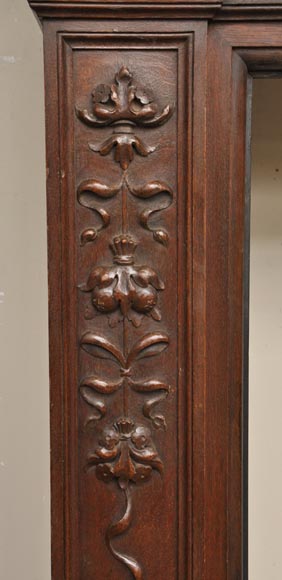 Antique Napoleon III style oak wood fireplace with Antique Napoleon III style oak wood fireplace with