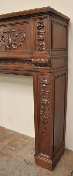 Antique Napoleon III style oak wood fireplace with Antique Napoleon III style oak wood fireplace with