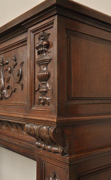 Antique Napoleon III style oak wood fireplace with Antique Napoleon III style oak wood fireplace with