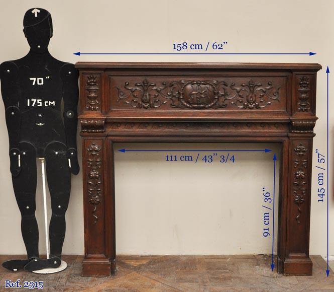 Antique Napoleon III style oak wood fireplace with Antique Napoleon III style oak wood fireplace with