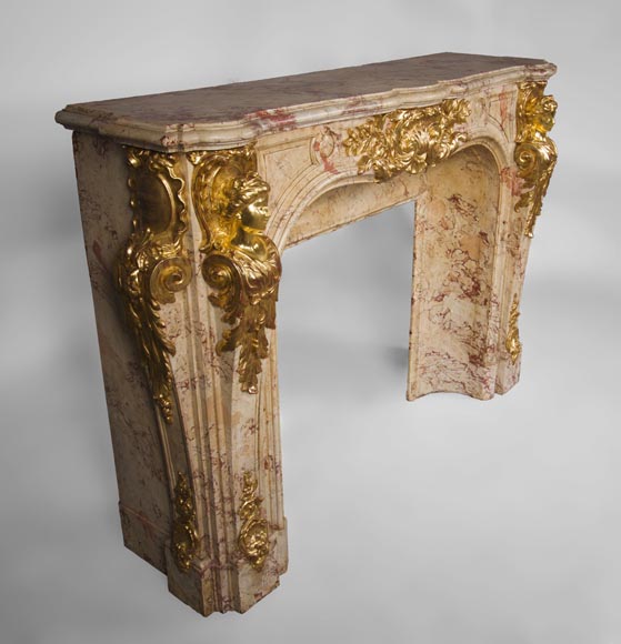 Prestigious antique fireplace in Scagliola as Sarrancolin Fantastico marble made after the fireplace of the Council Room at the Palace of Versailles Prestigious antique fireplace in Scagliola as Sarrancolin Fantastico marble made after the fireplace of the Council Room at the Palace of Versailles-4