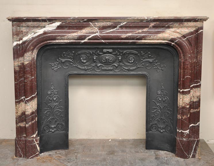 Antique Louis XIV style fireplace in Campan Rubane marble Antique Louis XIV style fireplace in Campan Rubane marble-0