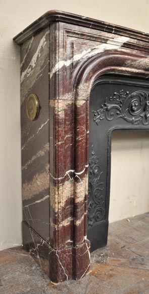 Antique Louis XIV style fireplace in Campan Rubane marble Antique Louis XIV style fireplace in Campan Rubane marble-2