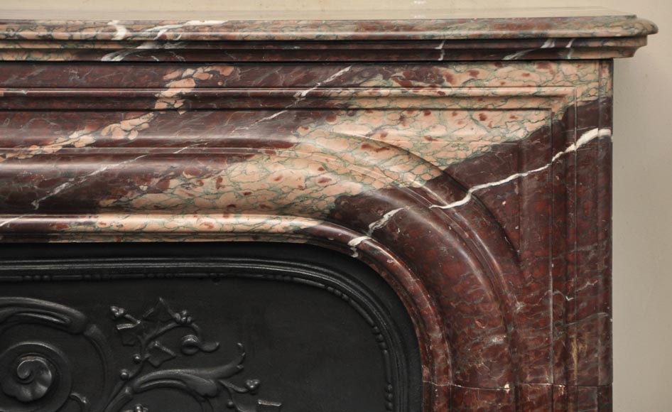 Antique Louis XIV style fireplace in Campan Rubane marble Antique Louis XIV style fireplace in Campan Rubane marble-6
