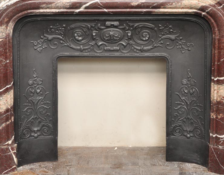 Antique Louis XIV style fireplace in Campan Rubane marble Antique Louis XIV style fireplace in Campan Rubane marble-7