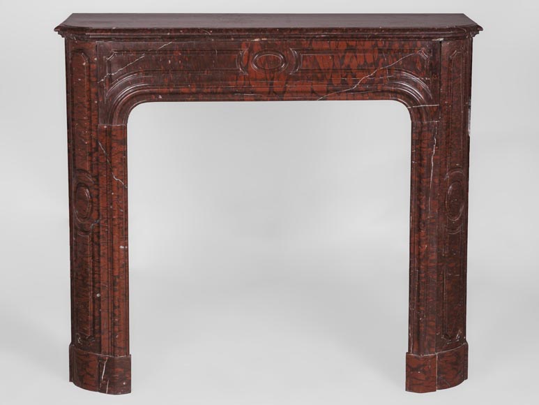 Antique large Louis XV style fireplace in Rouge Griotte marble Antique large Louis XV style fireplace in Rouge Griotte marble-0