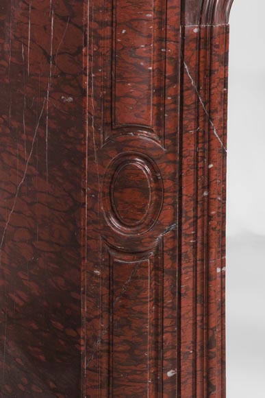 Antique large Louis XV style fireplace in Rouge Griotte marble Antique large Louis XV style fireplace in Rouge Griotte marble-6