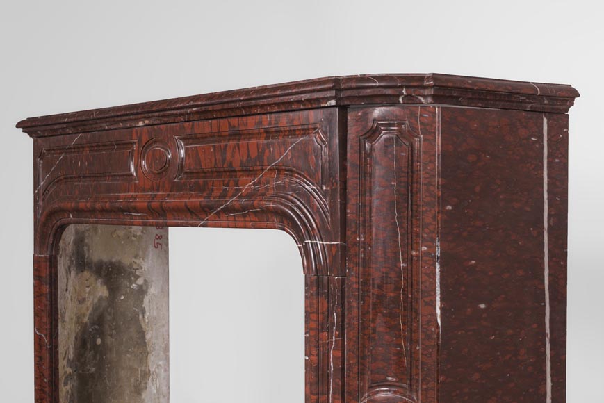 Antique large Louis XV style fireplace in Rouge Griotte marble Antique large Louis XV style fireplace in Rouge Griotte marble-9