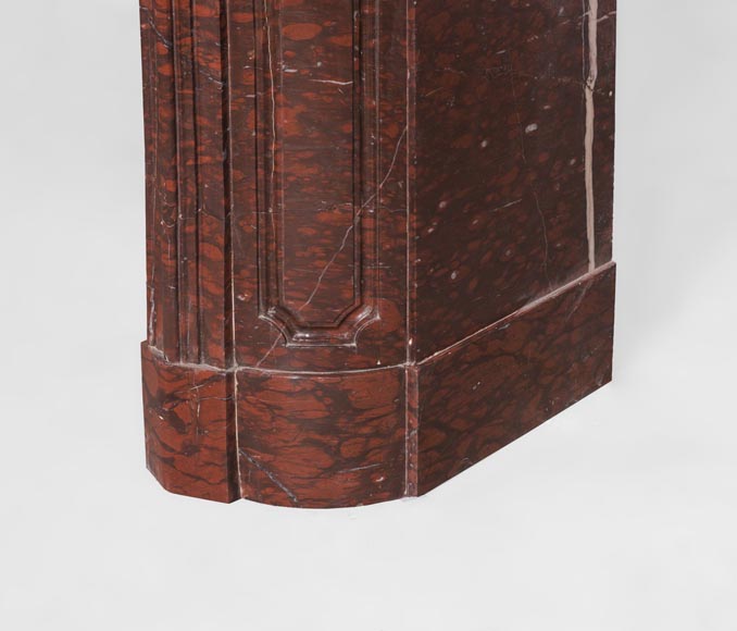 Antique large Louis XV style fireplace in Rouge Griotte marble Antique large Louis XV style fireplace in Rouge Griotte marble-10