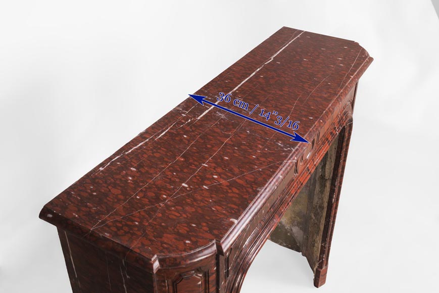 Antique large Louis XV style fireplace in Rouge Griotte marble Antique large Louis XV style fireplace in Rouge Griotte marble-11