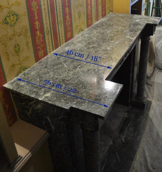 Beautiful antique Empire style fireplace in Sea Green marble with bronze ornaments Beautiful antique Empire style fireplace in Sea Green marble with bronze ornaments-10