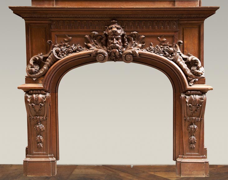 Exceptional antique oak wood fireplace made after the model of the fireplace in the Hercules Salon in Versailles Palace Exceptional antique oak wood fireplace made after the model of the fireplace in the Hercules Salon in Versailles Palace-1