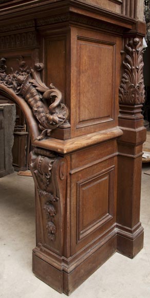 Exceptional antique oak wood fireplace made after the model of the fireplace in the Hercules Salon in Versailles Palace Exceptional antique oak wood fireplace made after the model of the fireplace in the Hercules Salon in Versailles Palace-7