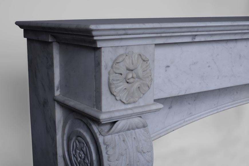 Antique Napoleon III style fireplace with lion's paws in Carrara marble Antique Napoleon III style fireplace with lion's paws in Carrara marble -3