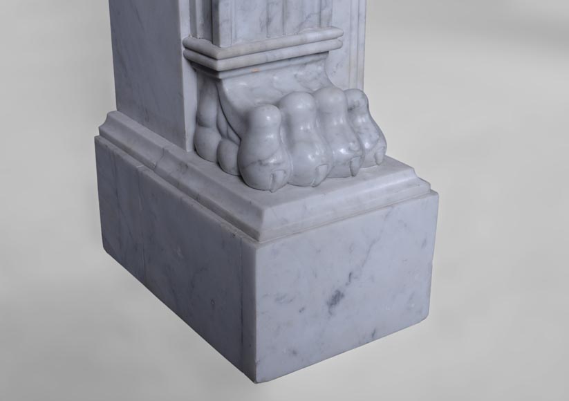 Antique Napoleon III style fireplace with lion's paws in Carrara marble Antique Napoleon III style fireplace with lion's paws in Carrara marble -5