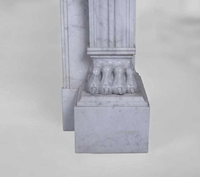 Antique Napoleon III style fireplace with lion's paws in Carrara marble Antique Napoleon III style fireplace with lion's paws in Carrara marble -8