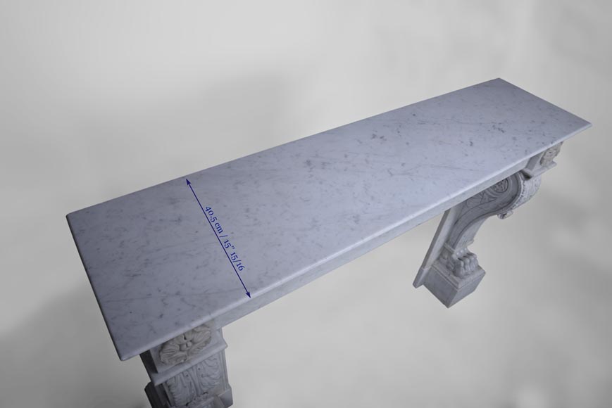 Antique Napoleon III style fireplace with lion's paws in Carrara marble Antique Napoleon III style fireplace with lion's paws in Carrara marble -9