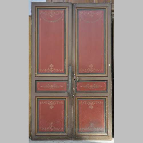 Antique double door with painted floral decor