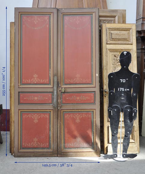 Antique double door with painted floral decor Antique double door with painted floral decor-11