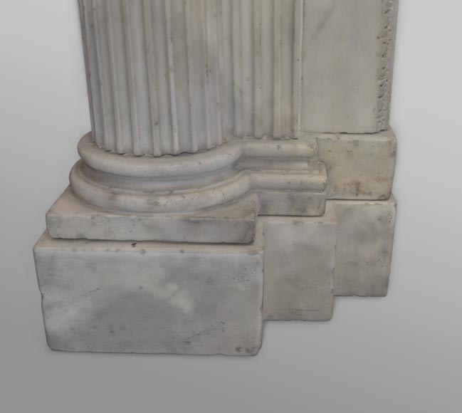 Exceptional antique late 18th century Statuary Carrara marble fireplace with a large frieze of figures after the ''Sarcophagus of Muses'' in the Louvre Museum-7