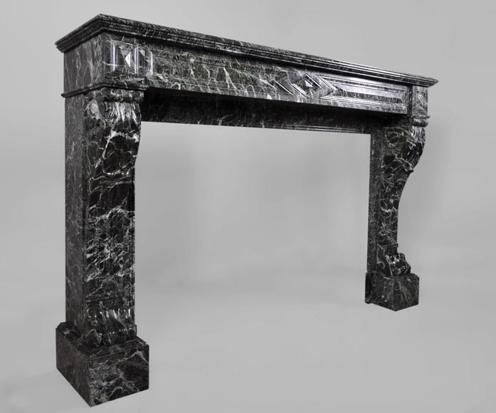 Antique Napoleon III style fireplace with lion's paws in Vert des Alpes marble Antique Napoleon III style fireplace with lion's paws in Vert des Alpes marble-2