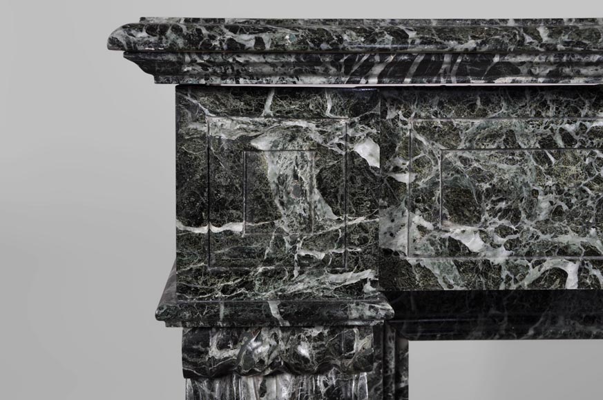 Antique Napoleon III style fireplace with lion's paws in Vert des Alpes marble Antique Napoleon III style fireplace with lion's paws in Vert des Alpes marble-3