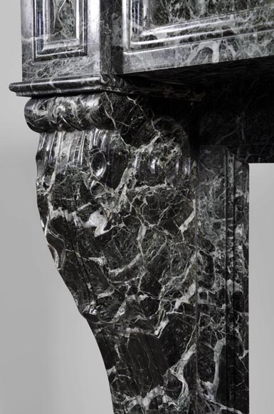Antique Napoleon III style fireplace with lion's paws in Vert des Alpes marble Antique Napoleon III style fireplace with lion's paws in Vert des Alpes marble-4