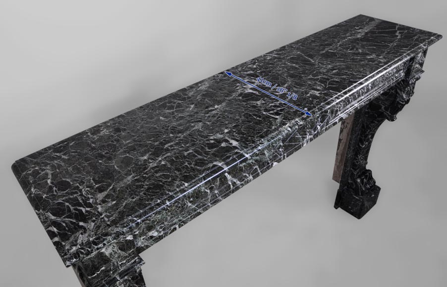 Antique Napoleon III style fireplace with lion's paws in Vert des Alpes marble Antique Napoleon III style fireplace with lion's paws in Vert des Alpes marble-9