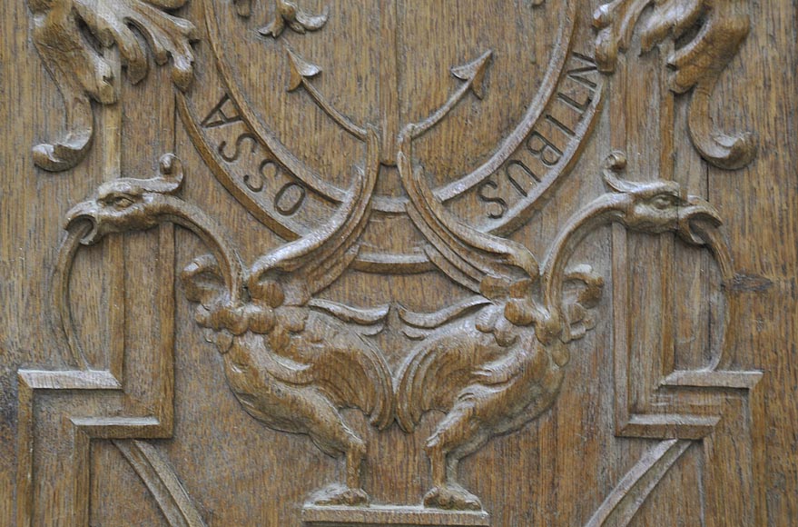 False pair of antique carved oak doors from the 19th century False pair of antique carved oak doors from the 19th century-3