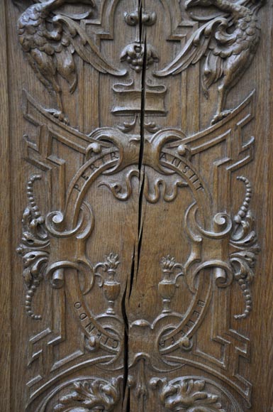 False pair of antique carved oak doors from the 19th century False pair of antique carved oak doors from the 19th century-6