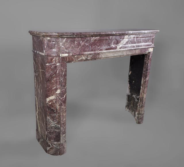 Beautiful antique Louis XVI style fireplace with round corners in violet Villefranche marble Beautiful antique Louis XVI style fireplace with round corners in violet Villefranche marble -2