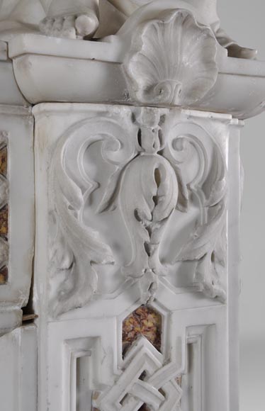 Exceptional antique late 18th century Statuary and Brocatelle marbles fireplace with putti Exceptional antique late 18th century Statuary and Brocatelle marbles fireplace with putti-15