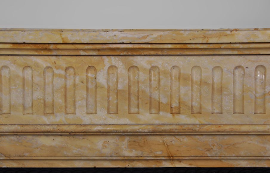 Beautiful antique Louis XVI style fireplace in Yellow from Siena marble with half-columns Beautiful antique Louis XVI style fireplace in Yellow from Siena marble with half-columns-1