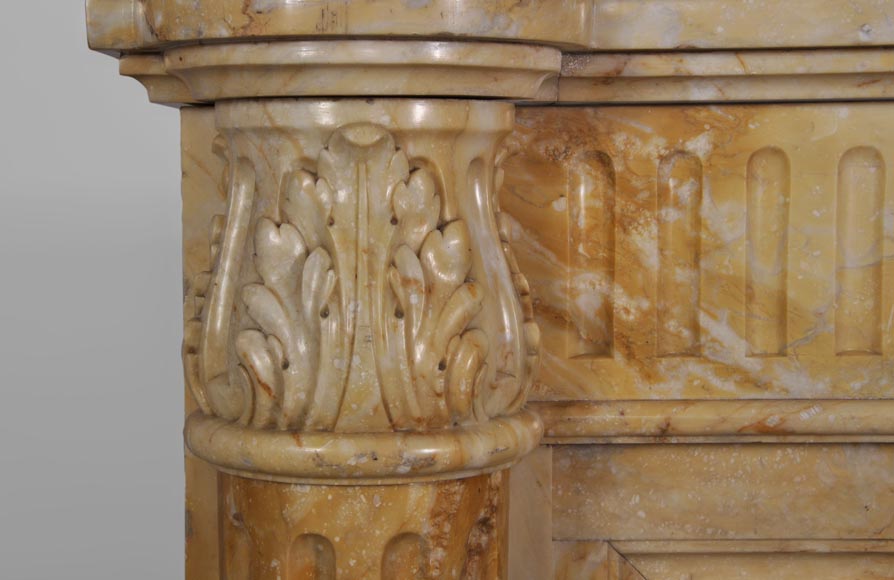 Beautiful antique Louis XVI style fireplace in Yellow from Siena marble with half-columns Beautiful antique Louis XVI style fireplace in Yellow from Siena marble with half-columns-3