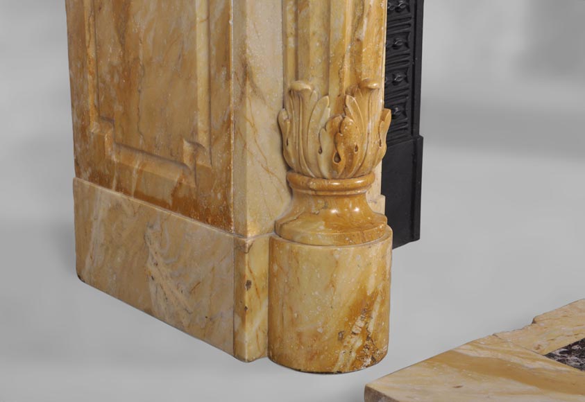 Beautiful antique Louis XVI style fireplace in Yellow from Siena marble with half-columns Beautiful antique Louis XVI style fireplace in Yellow from Siena marble with half-columns-4