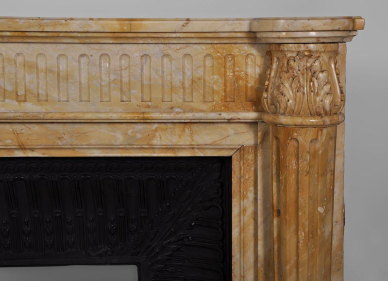 Beautiful antique Louis XVI style fireplace in Yellow from Siena marble with half-columns Beautiful antique Louis XVI style fireplace in Yellow from Siena marble with half-columns-6
