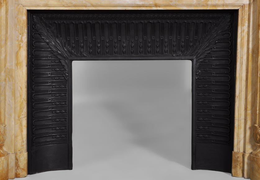 Beautiful antique Louis XVI style fireplace in Yellow from Siena marble with half-columns Beautiful antique Louis XVI style fireplace in Yellow from Siena marble with half-columns-8