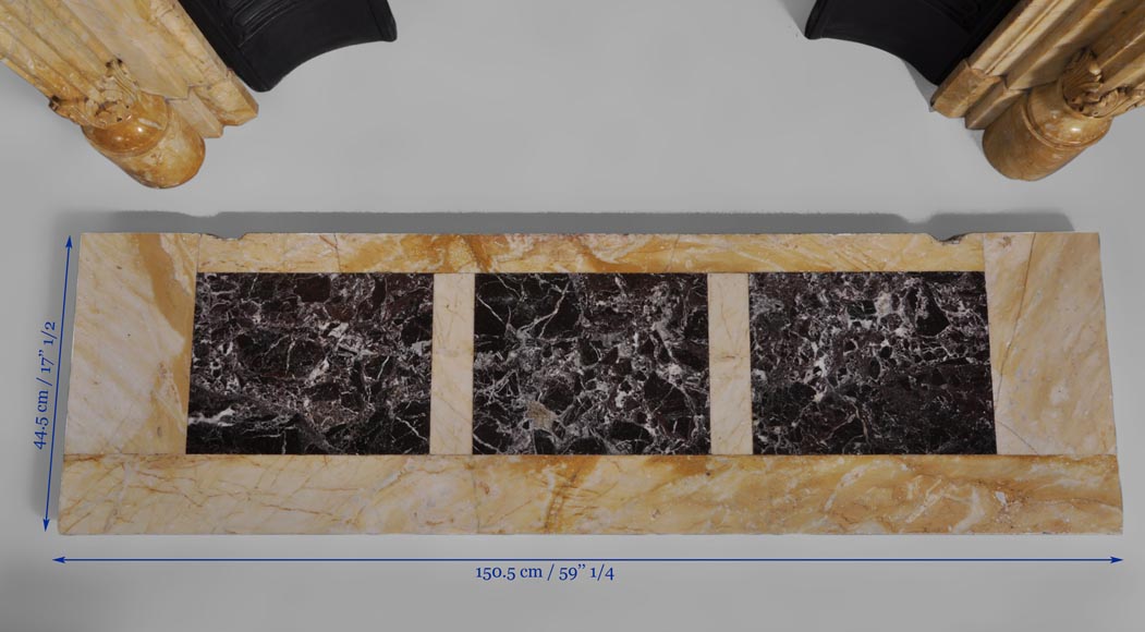 Beautiful antique Louis XVI style fireplace in Yellow from Siena marble with half-columns Beautiful antique Louis XVI style fireplace in Yellow from Siena marble with half-columns-9