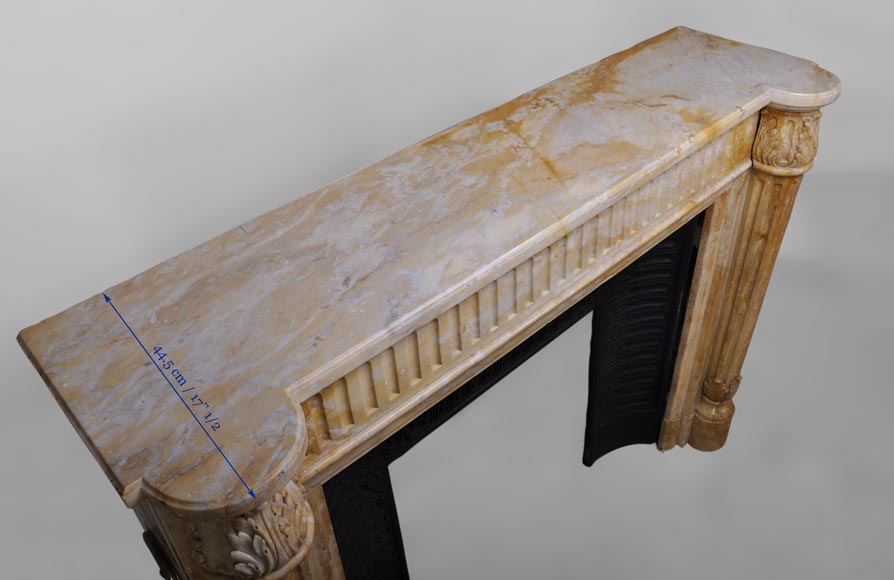 Beautiful antique Louis XVI style fireplace in Yellow from Siena marble with half-columns Beautiful antique Louis XVI style fireplace in Yellow from Siena marble with half-columns-10