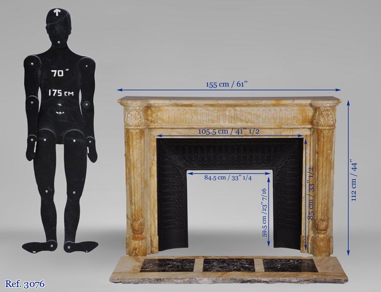 Beautiful antique Louis XVI style fireplace in Yellow from Siena marble with half-columns Beautiful antique Louis XVI style fireplace in Yellow from Siena marble with half-columns-11