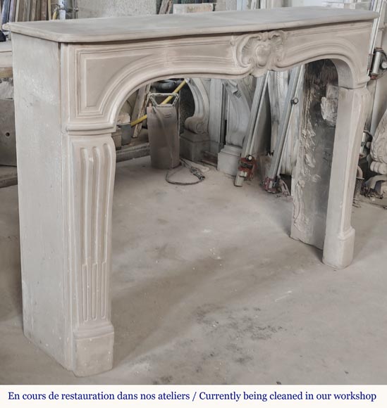 Louis XV style stone fireplace-3
