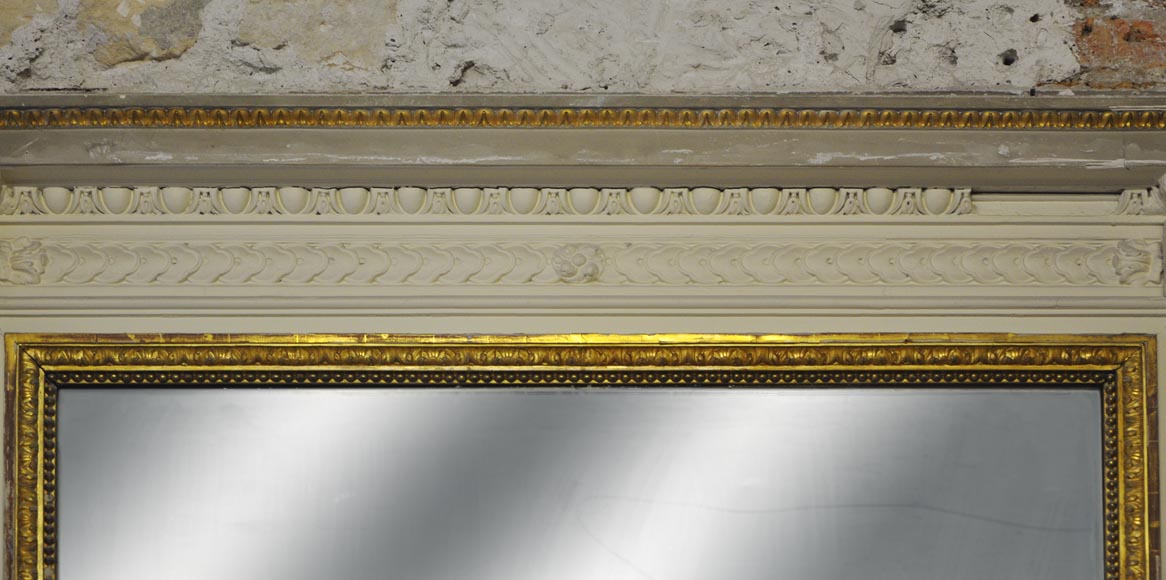 Large Louis XVI style fireplace in white Carrara marble with its cast iron insert and its overmantel mirror Large Louis XVI style fireplace in white Carrara marble with its cast iron insert and its overmantel mirror-13
