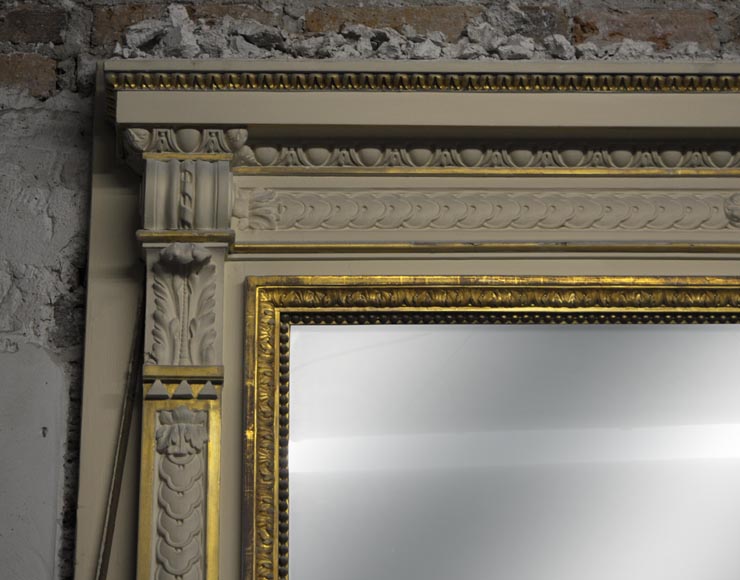 Large Louis XVI style fireplace in white Carrara marble with its cast iron insert and its overmantel mirror Large Louis XVI style fireplace in white Carrara marble with its cast iron insert and its overmantel mirror-13